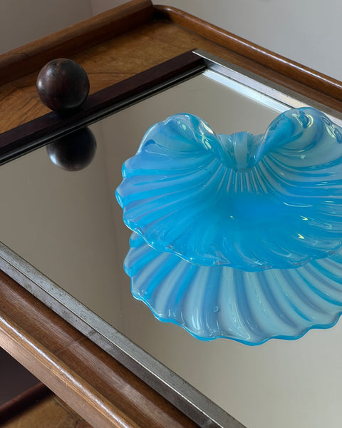 Vintage blue Murano shell bowl