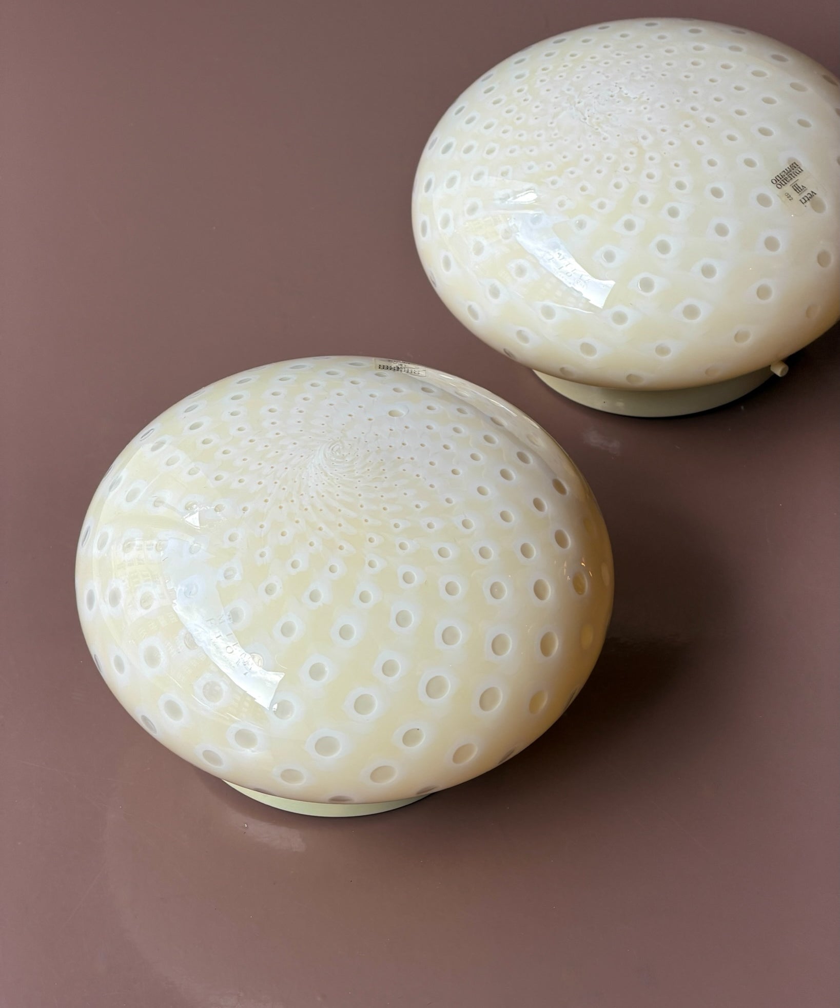 Vintage Murano yellow dotted ceiling/wall lamp