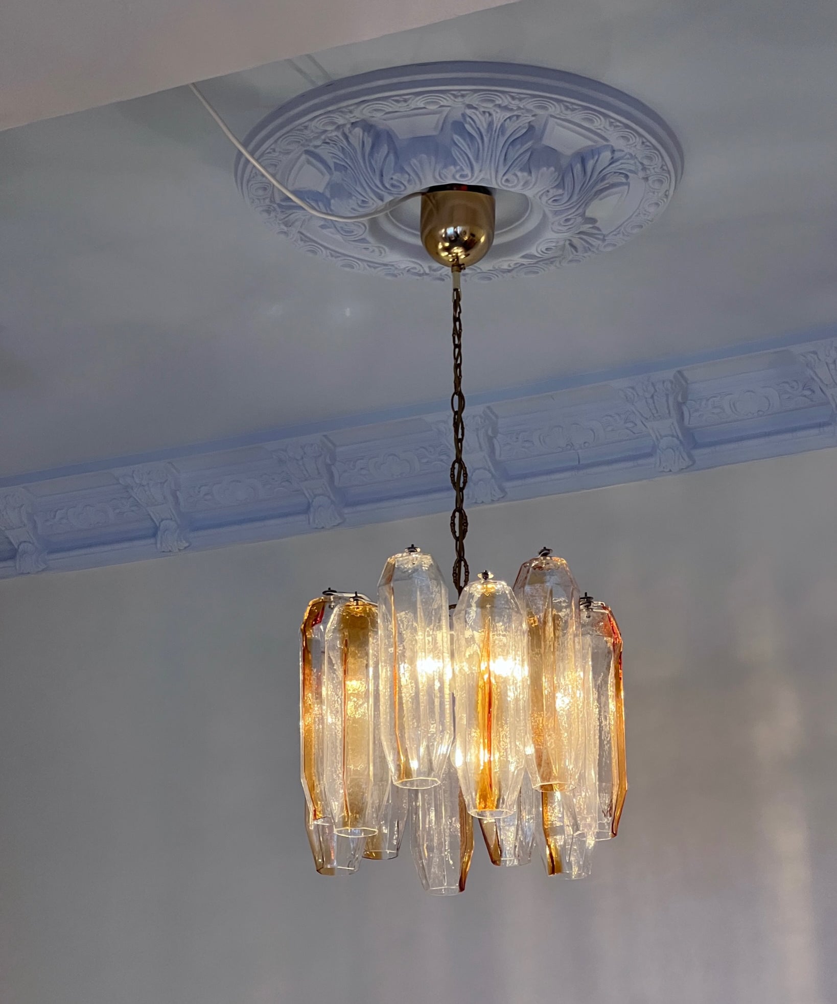 Vintage Murano golden/clear chandelier