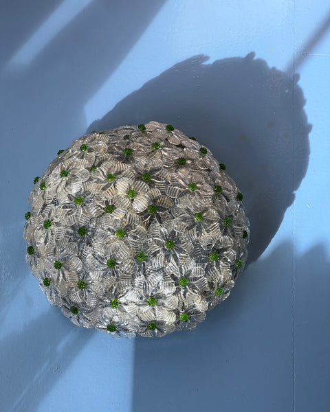 Vintage green/clear/golden Murano flower ceiling/wall lamp (D30)