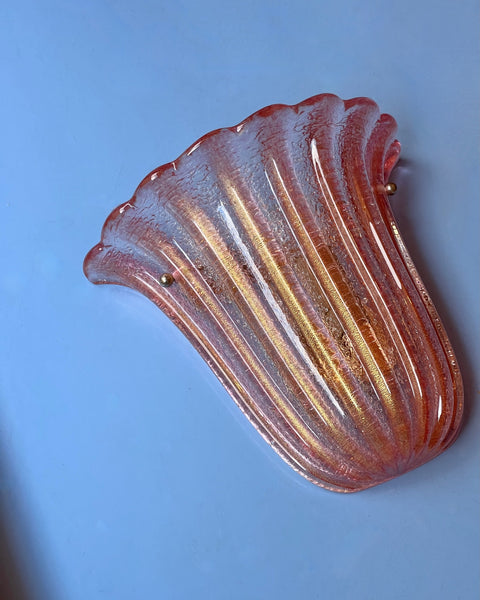 Vintage pink / golden Murano wall lamp (2 available)