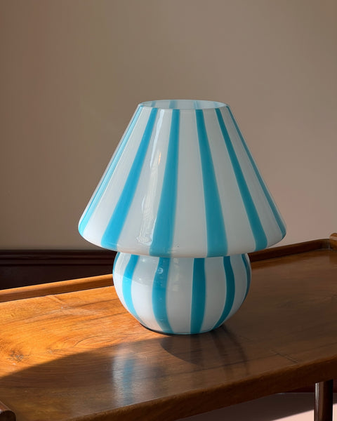 Mushroom table lamp - Blue vertical stripes