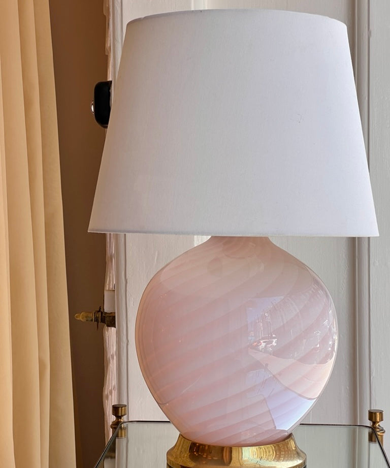Vintage light pink swirl Murano table lamp (without shade)