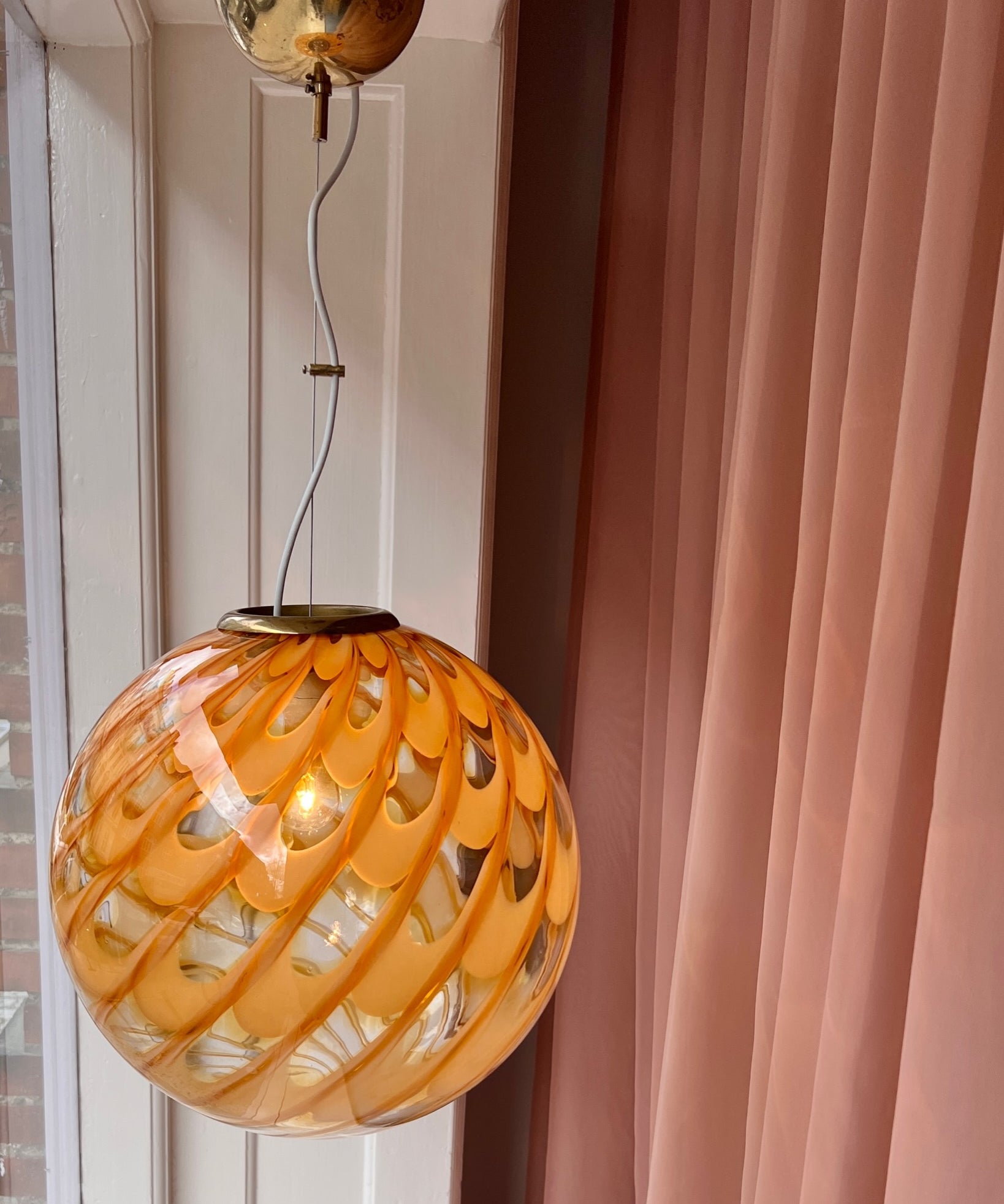 Vintage golden clear Murano ceiling lamp (D40)