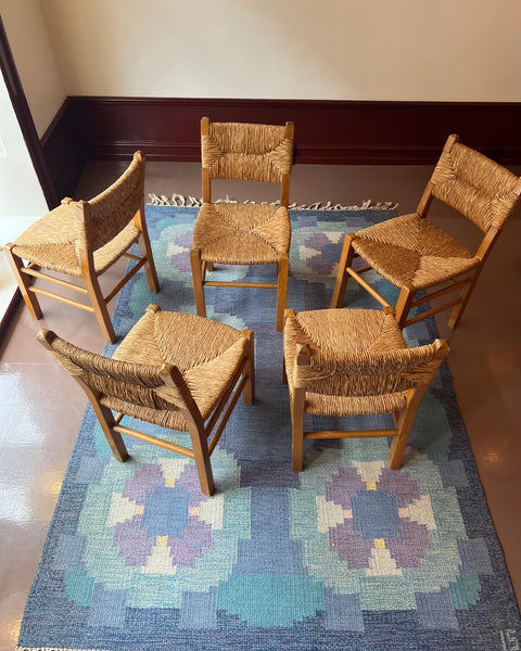 Vintage wicker and wood chair, Sweden, 1950s (5 available)