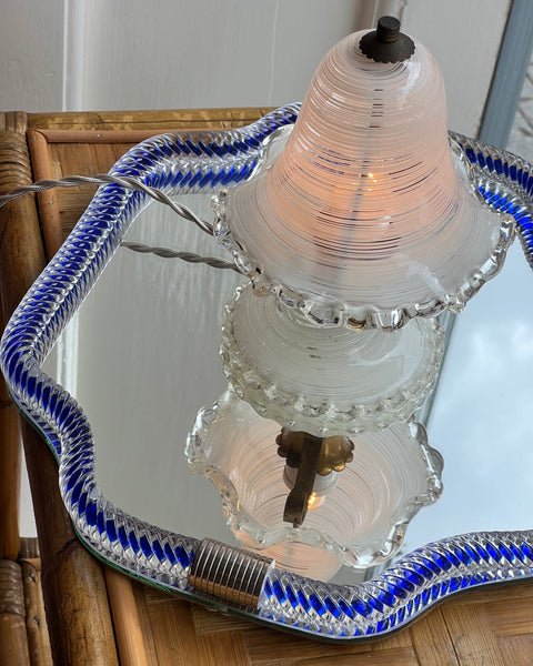 Vintage white/clear swirl Murano table lamp