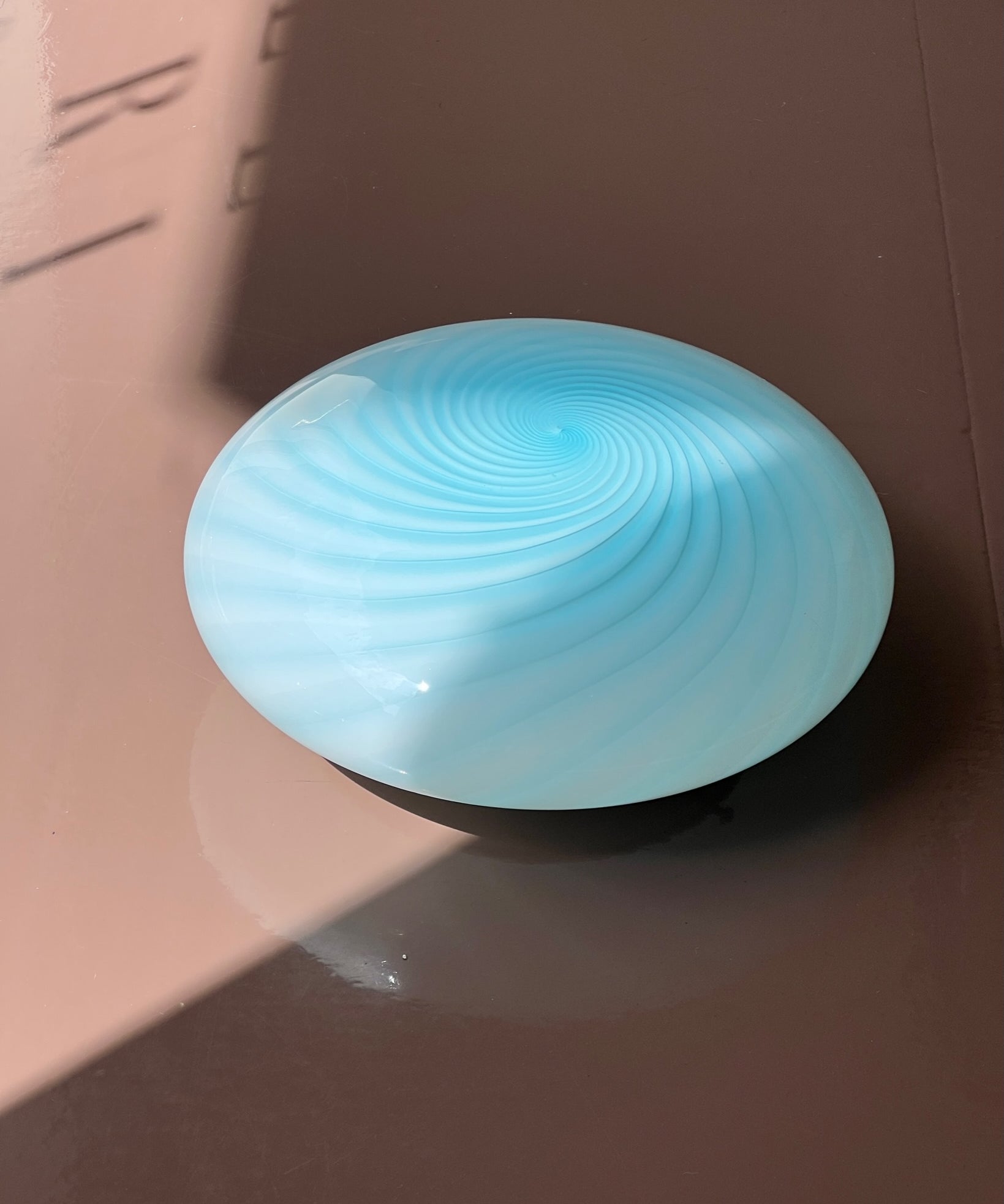 Vintage Murano light blue swirl ceiling/wall lamp (D30)