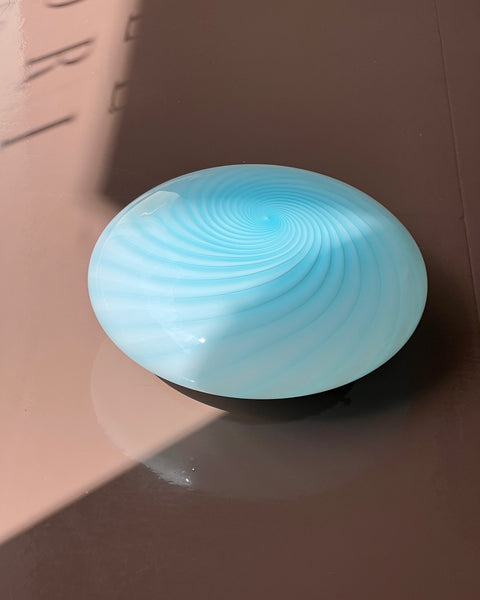 Vintage Murano light blue swirl ceiling/wall lamp (D30)
