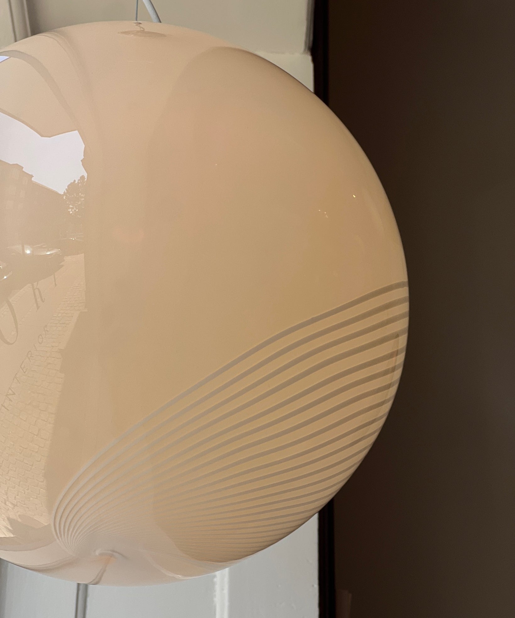 Vintage yellow/cream swirl Murano ceiling lamp (D40)