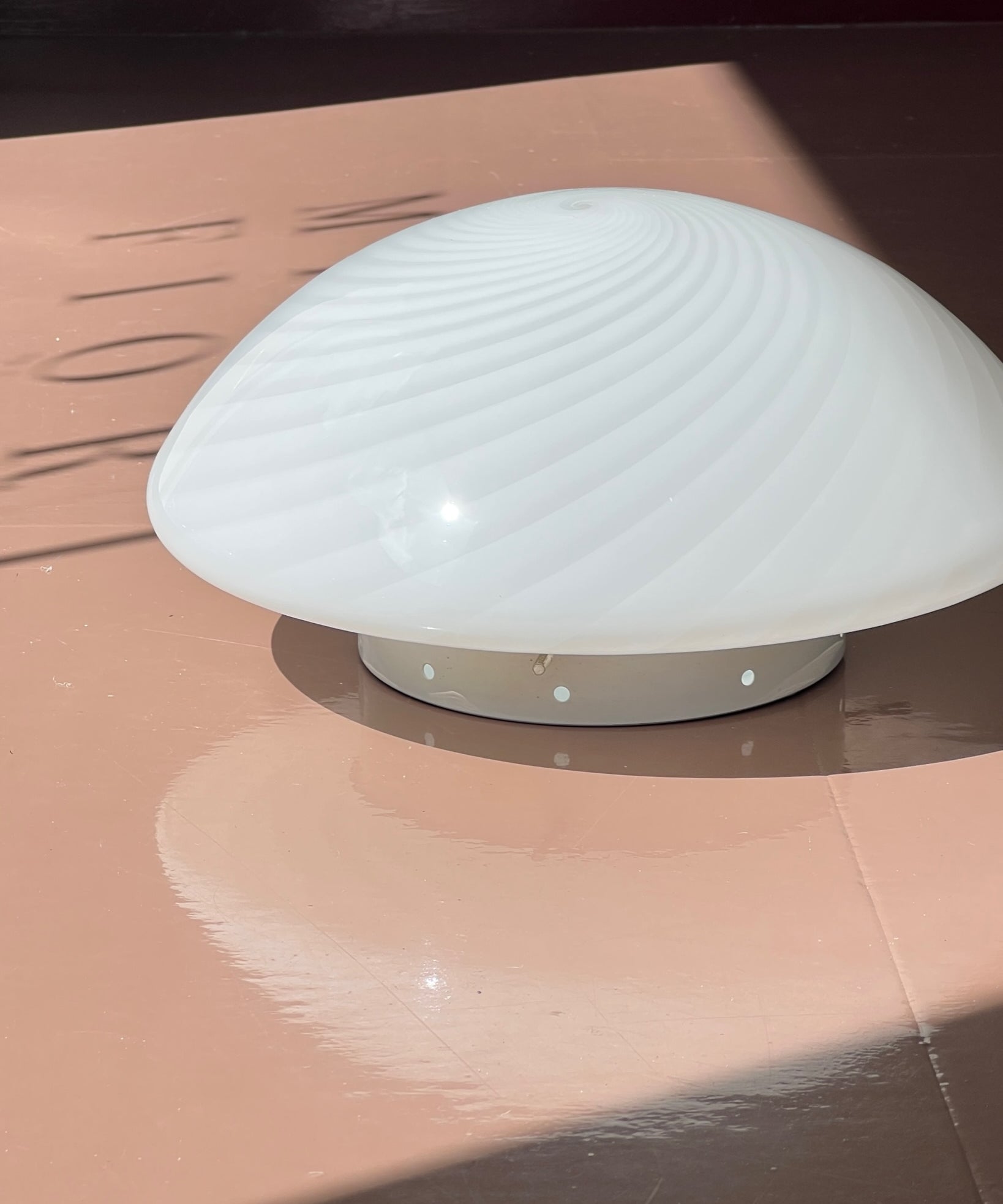 Vintage Murano white swirl ceiling/wall lamp (D34)
