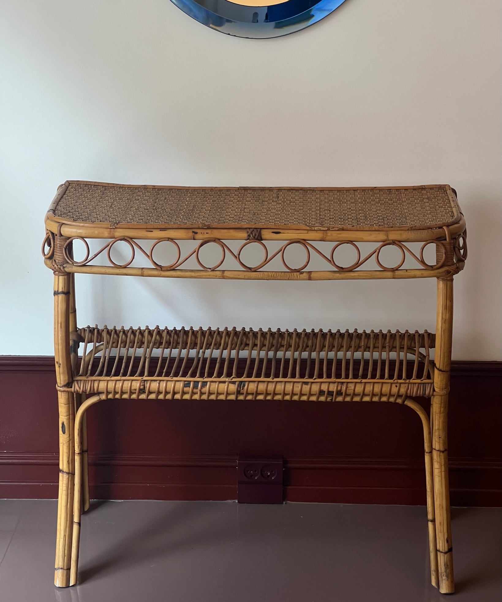Vintage rattan console table