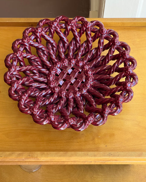 Vintage red ceramic basket