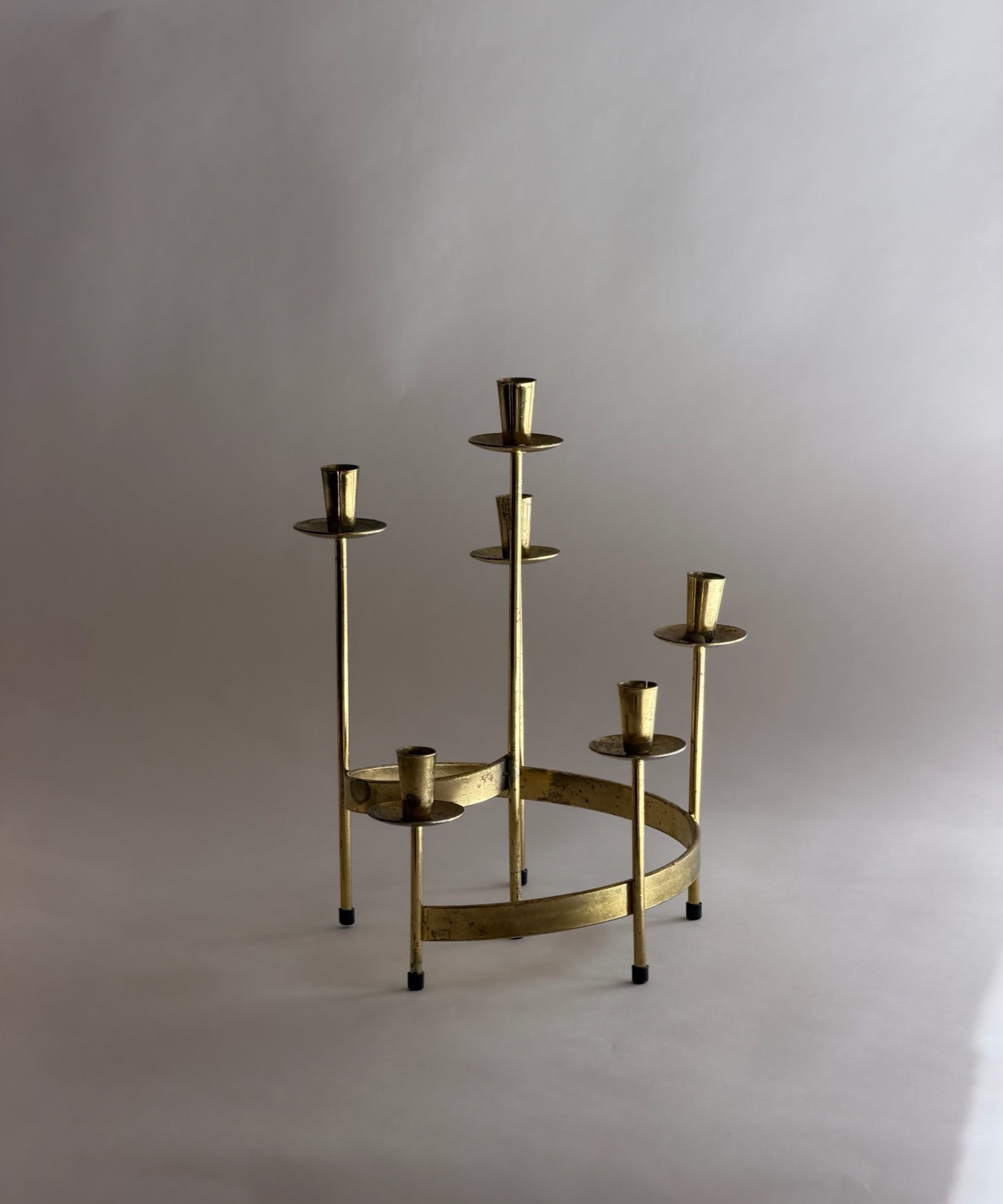 Vintage brass swirl candle holder