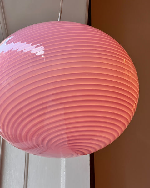 Vintage oval pink swirl Murano ceiling lamp (D46)