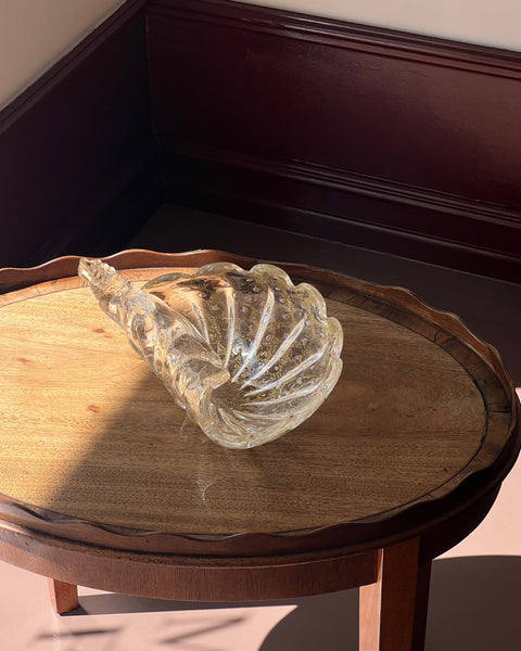 Vintage golden / clear Murano shell bowl