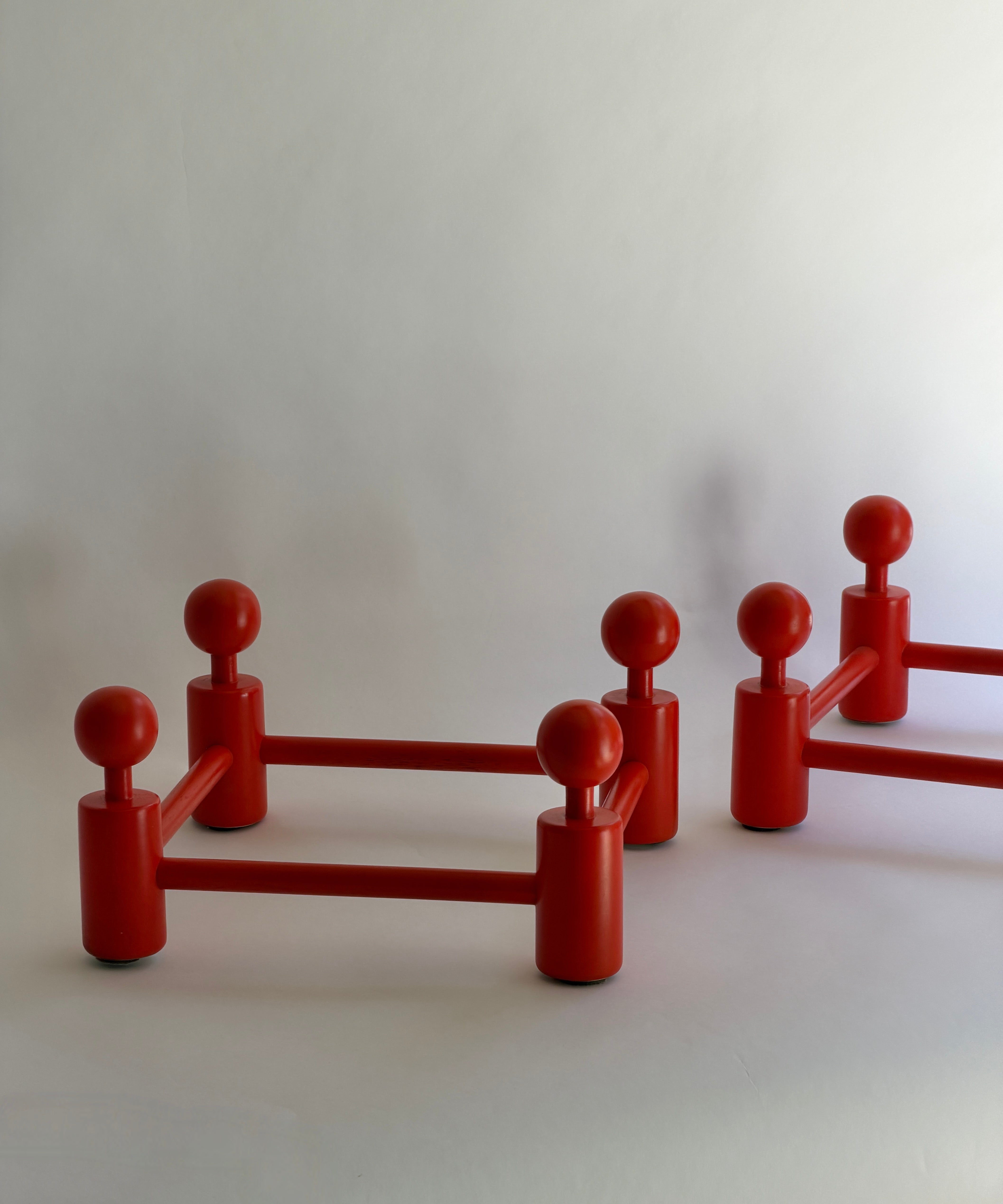 Vintage red wooden coat rack (2 available)