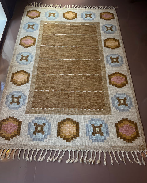 Vintage flat weave rug by Ingegerd Silow (IS)