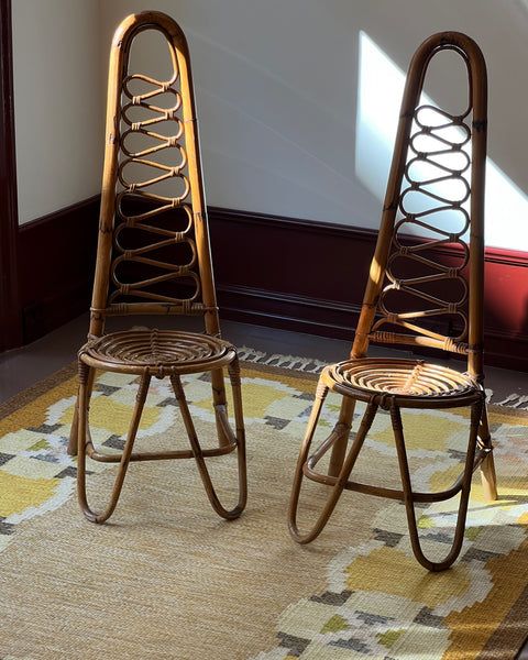 Vintage rattan/bamboo chair, Italy, 1960s (2 available)