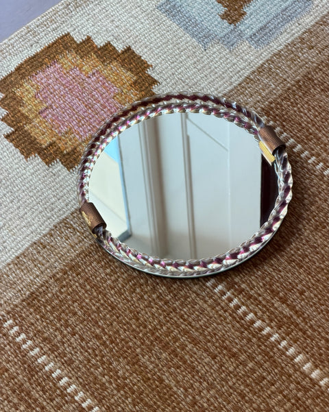 Vintage Italian mirror with twisted purple/clear glass frame