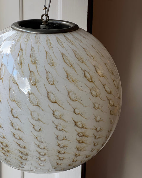 Vintage round white/black/golden dotted Murano ceiling lamp (D45)