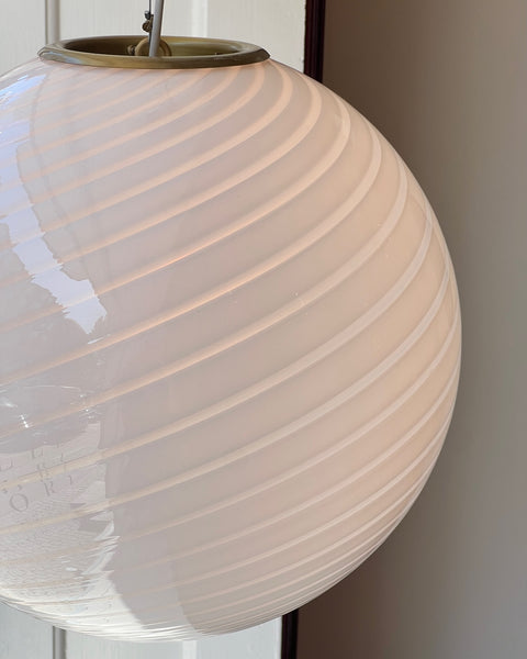 Vintage Murano white swirl ceiling lamp (D40)