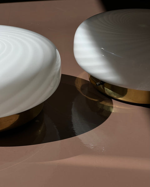 Vintage Murano white swirl ceiling/wall lamp (D30) (2 available)