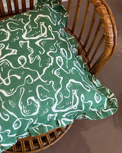 Karin’s Dress ruffled cushion - Sundborn Green