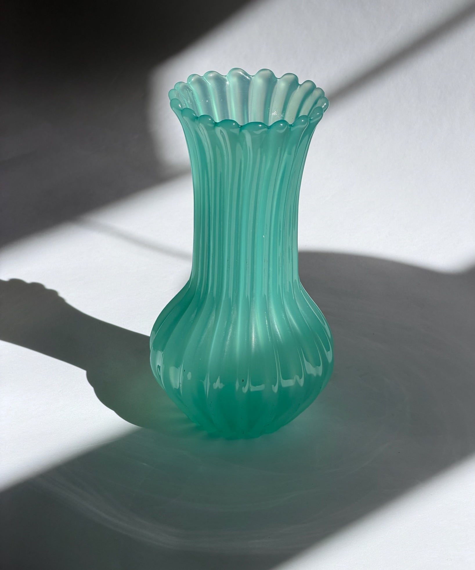 Vintage opal turquoise Murano vase