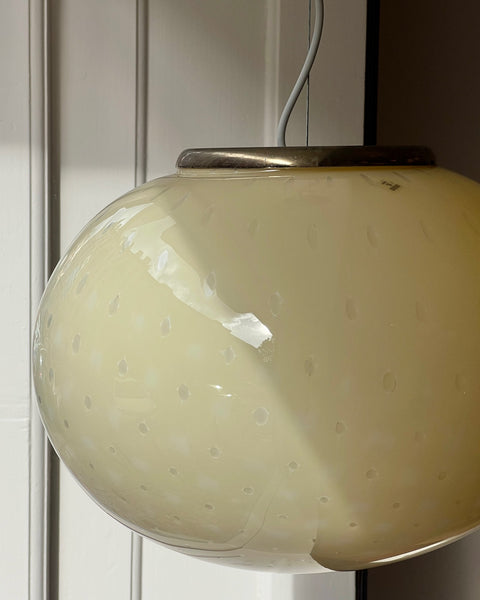 Vintage oval yellow dotted Murano ceiling lamp (D40)