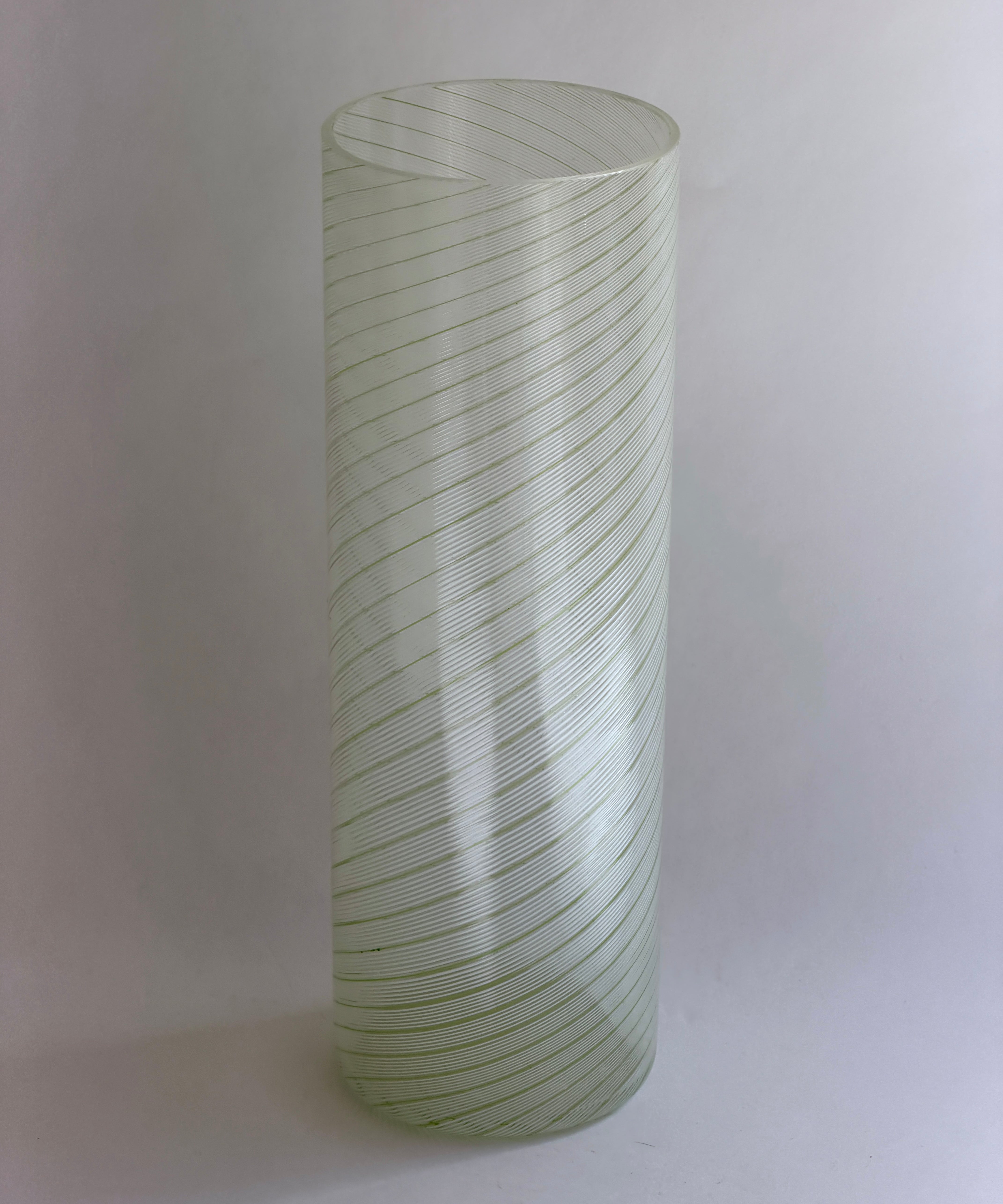 Vintage green / white swirl Murano vase