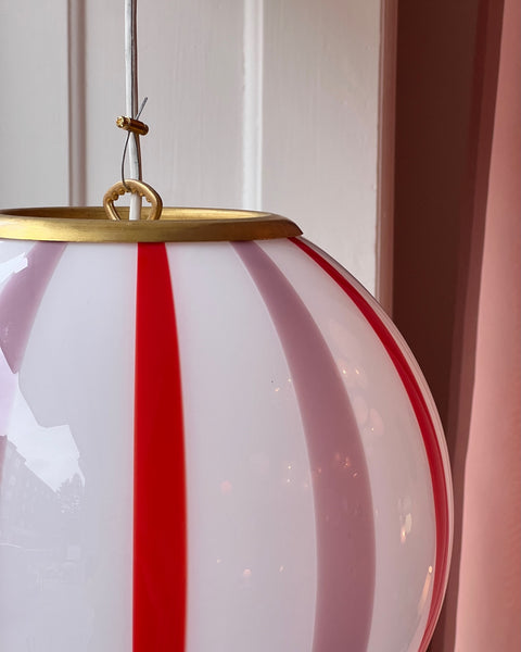 Ceiling lamp - Pink lavender / red vertical stripes (D30)