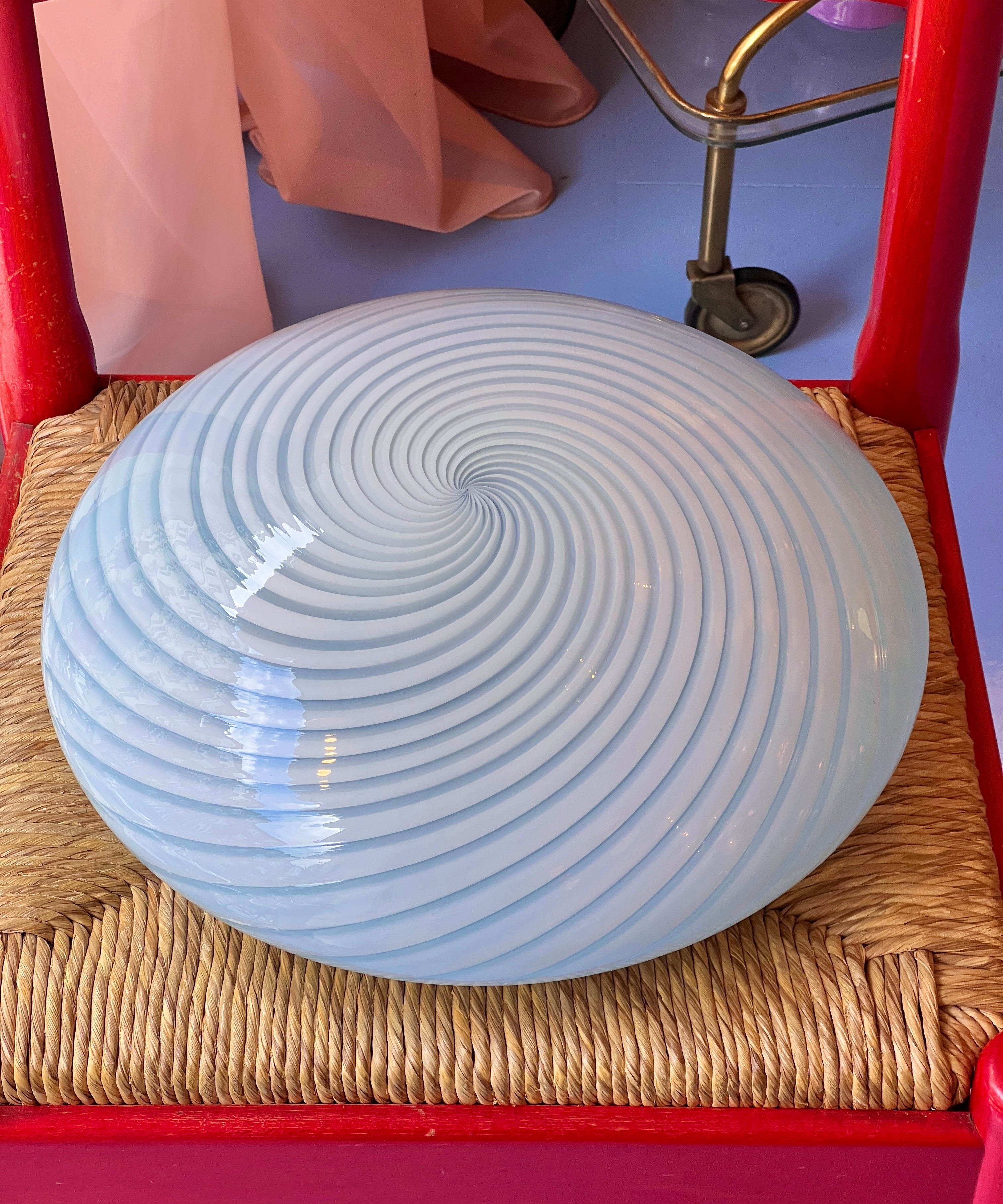 Vintage Murano blue swirl ceiling/wall lamp (D40)
