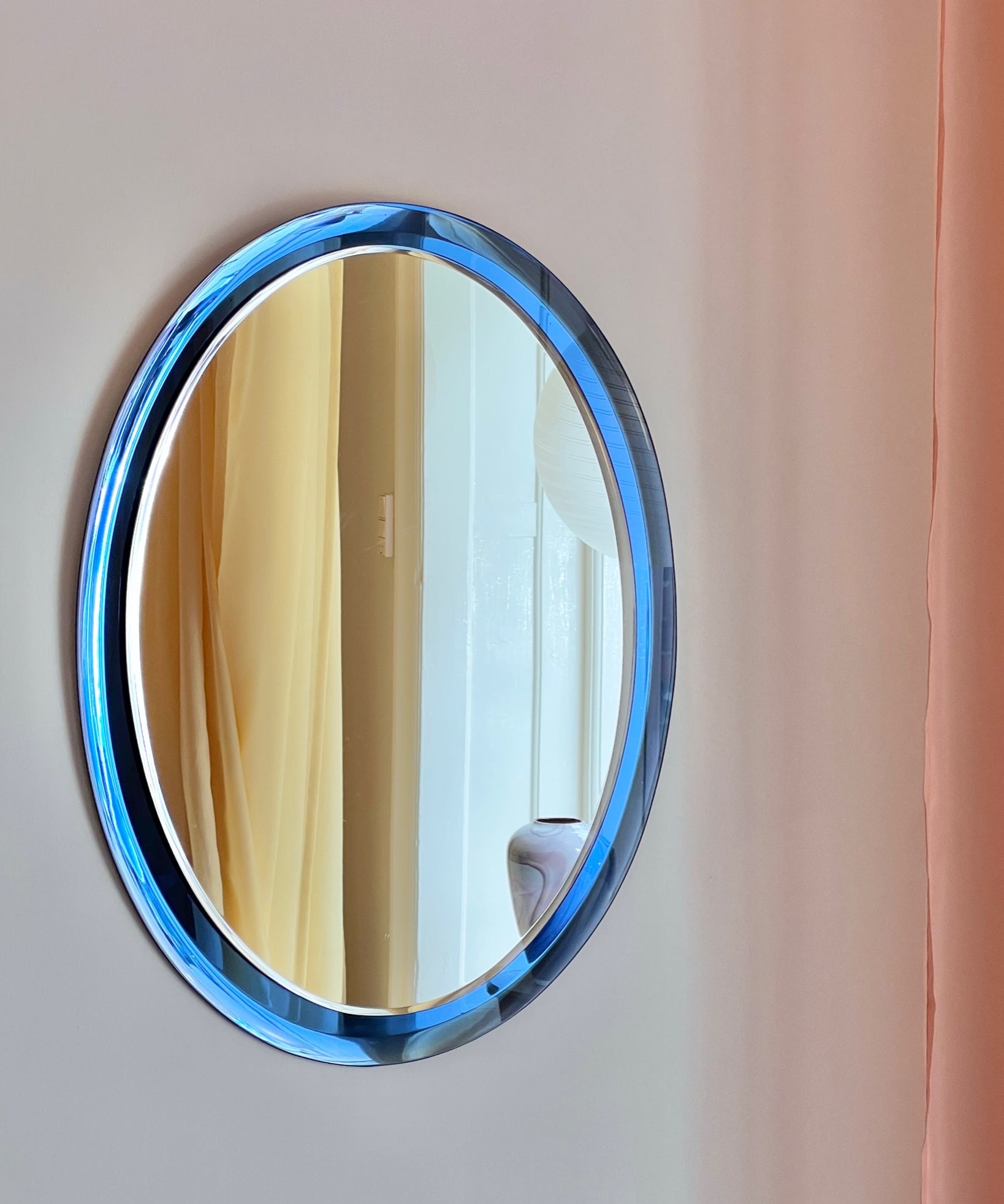Vintage Italian mirror with blue mirror frame