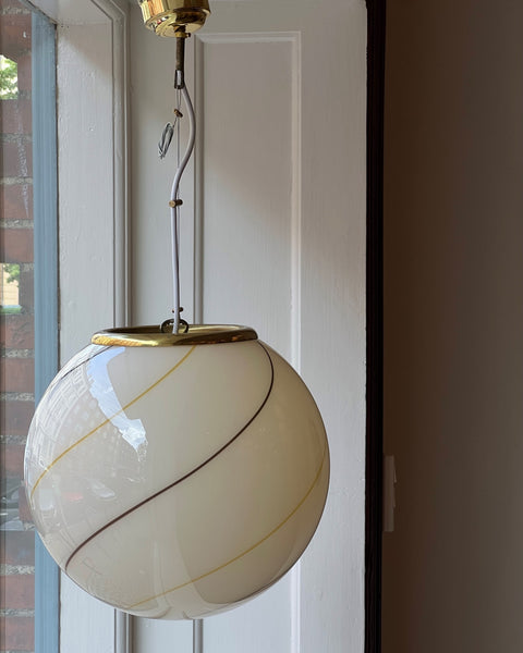 Vintage creme / brown / golden swirl Murano ceiling lamp (D35)