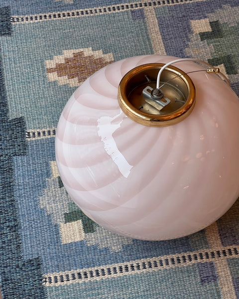 Vintage oval light pink swirl Murano ceiling lamp (D42)