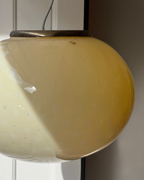 Vintage oval yellow dotted Murano ceiling lamp (D40)