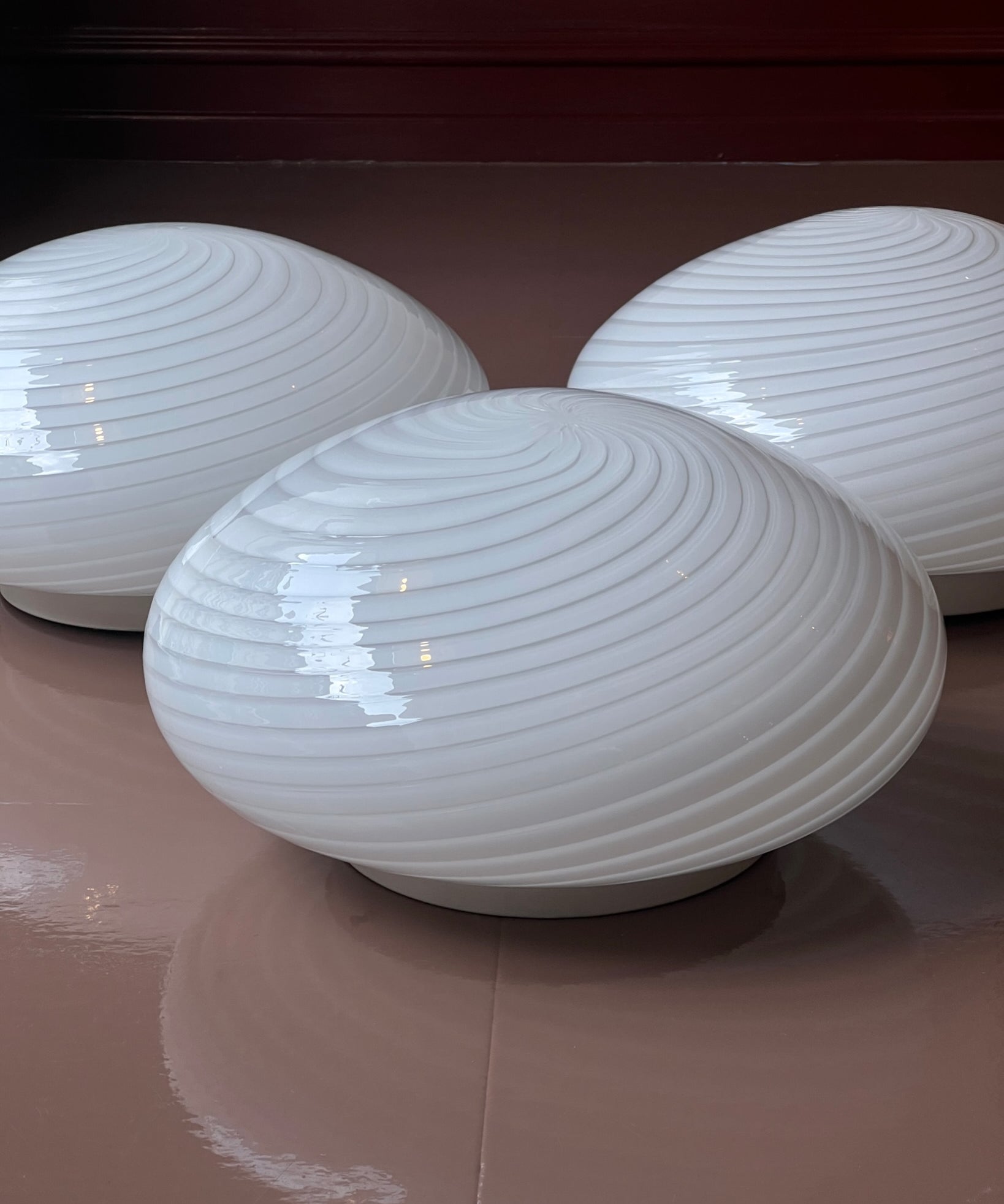 Vintage Murano white swirl ceiling/wall lamp (D36)