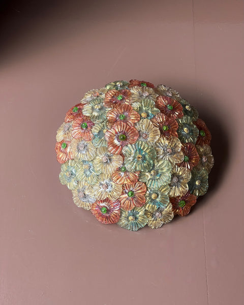 Vintage multi-coloured Murano flower ceiling/wall lamp (D36)