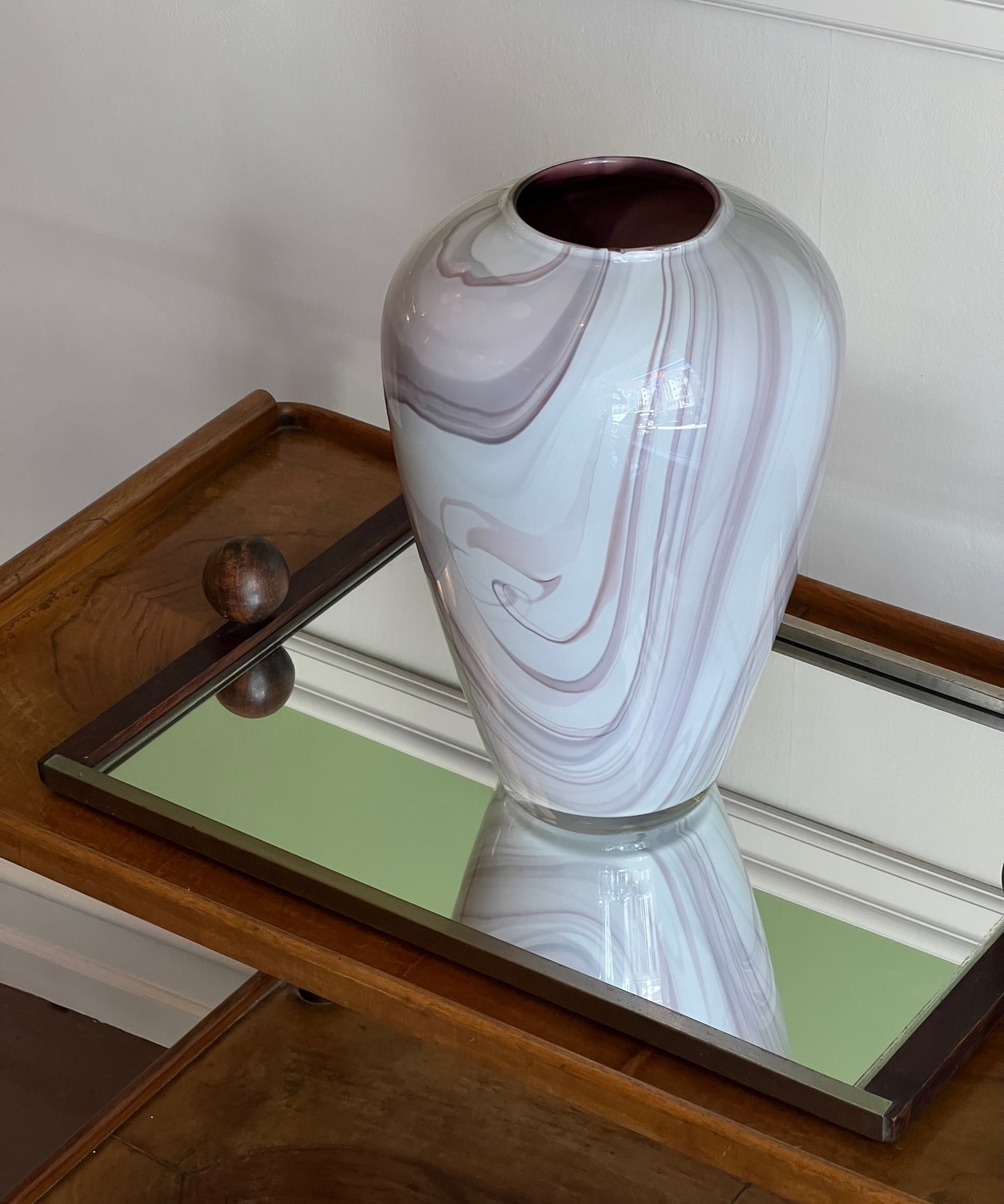 Vintage purple softice swirl Murano vase