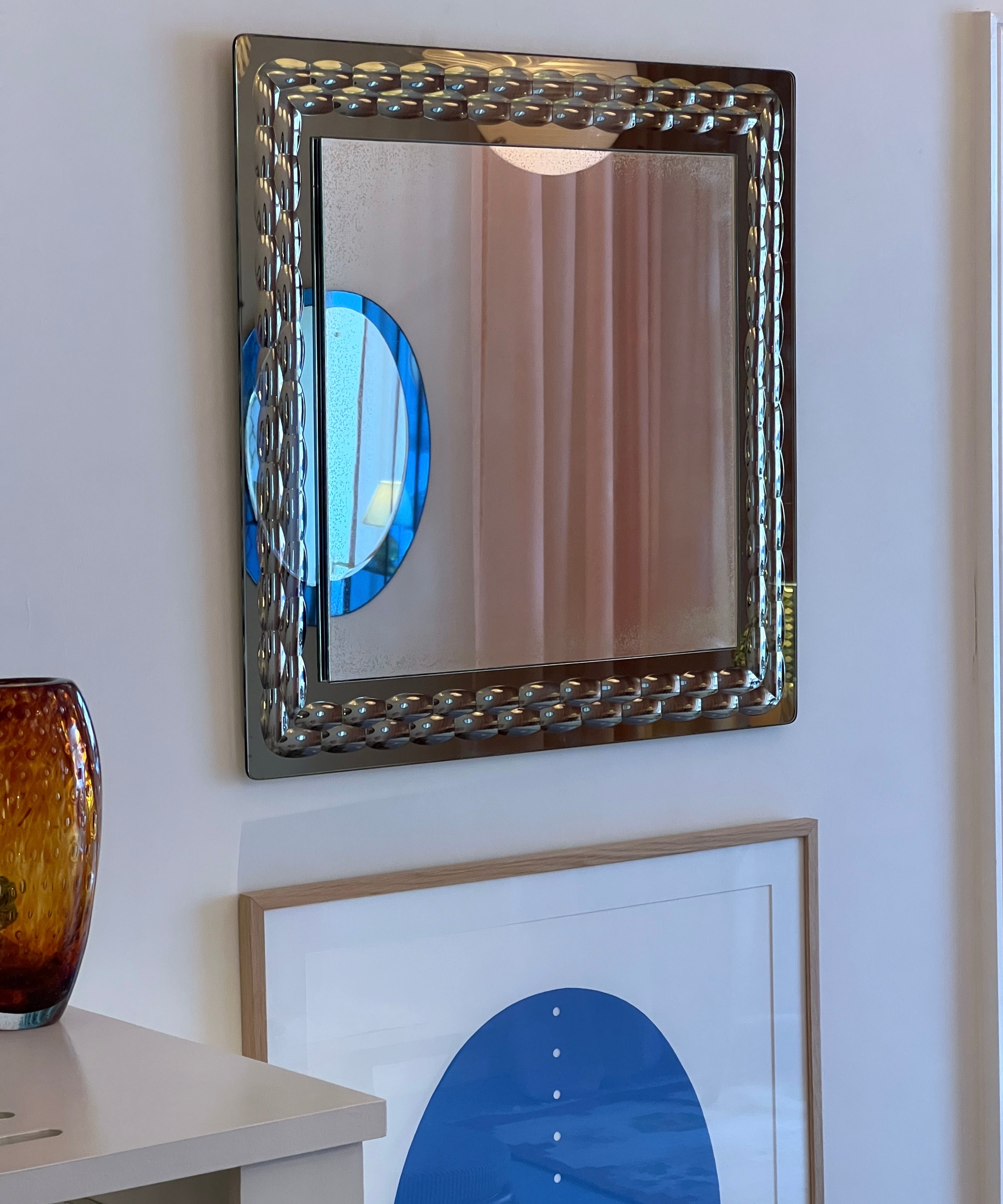 Vintage Italian mirror with golden brown mirror