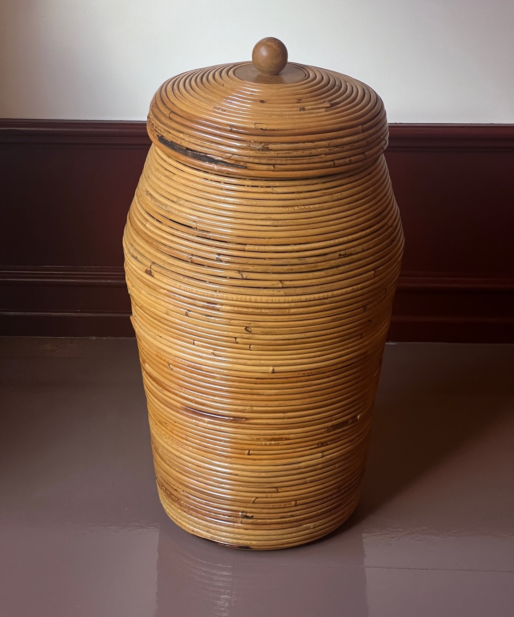 Large vintage rattan basket
