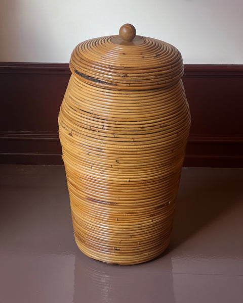 Large vintage rattan basket