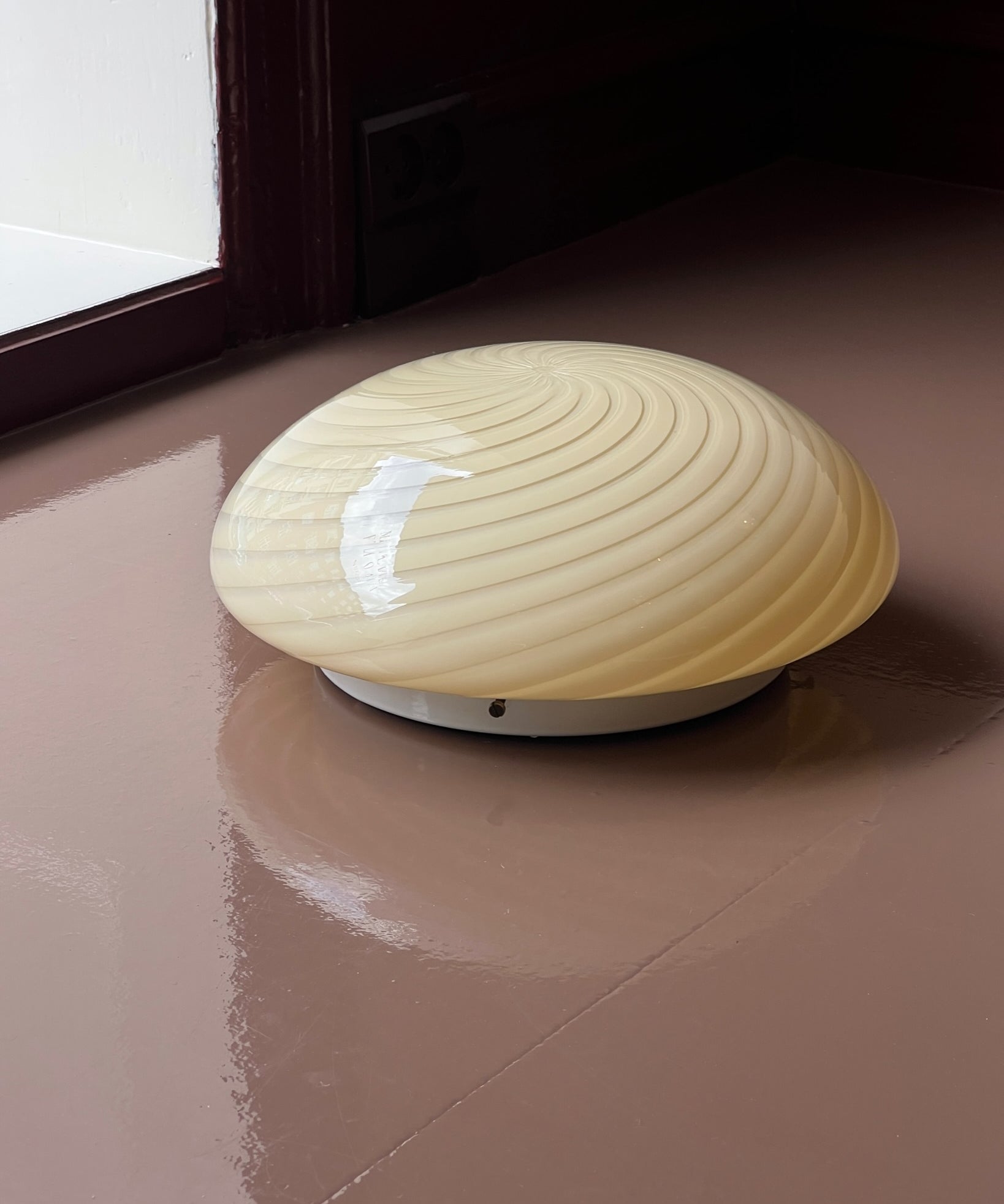 Vintage Murano yellow swirl ceiling/wall lamp (D30)