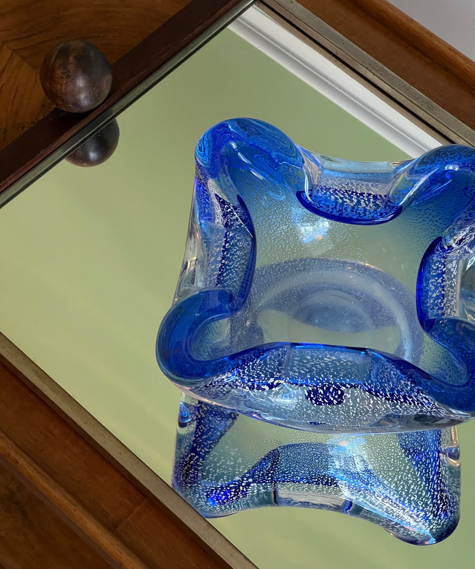 Vintage blue/silver Murano bowl
