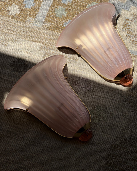 Vintage pink / shimmer Murano wall lamp (2 available)