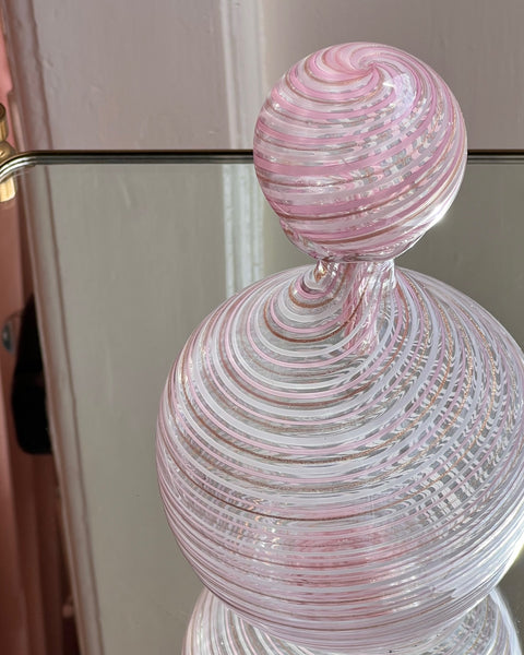 Vintage pink/white Murano swirl carafe