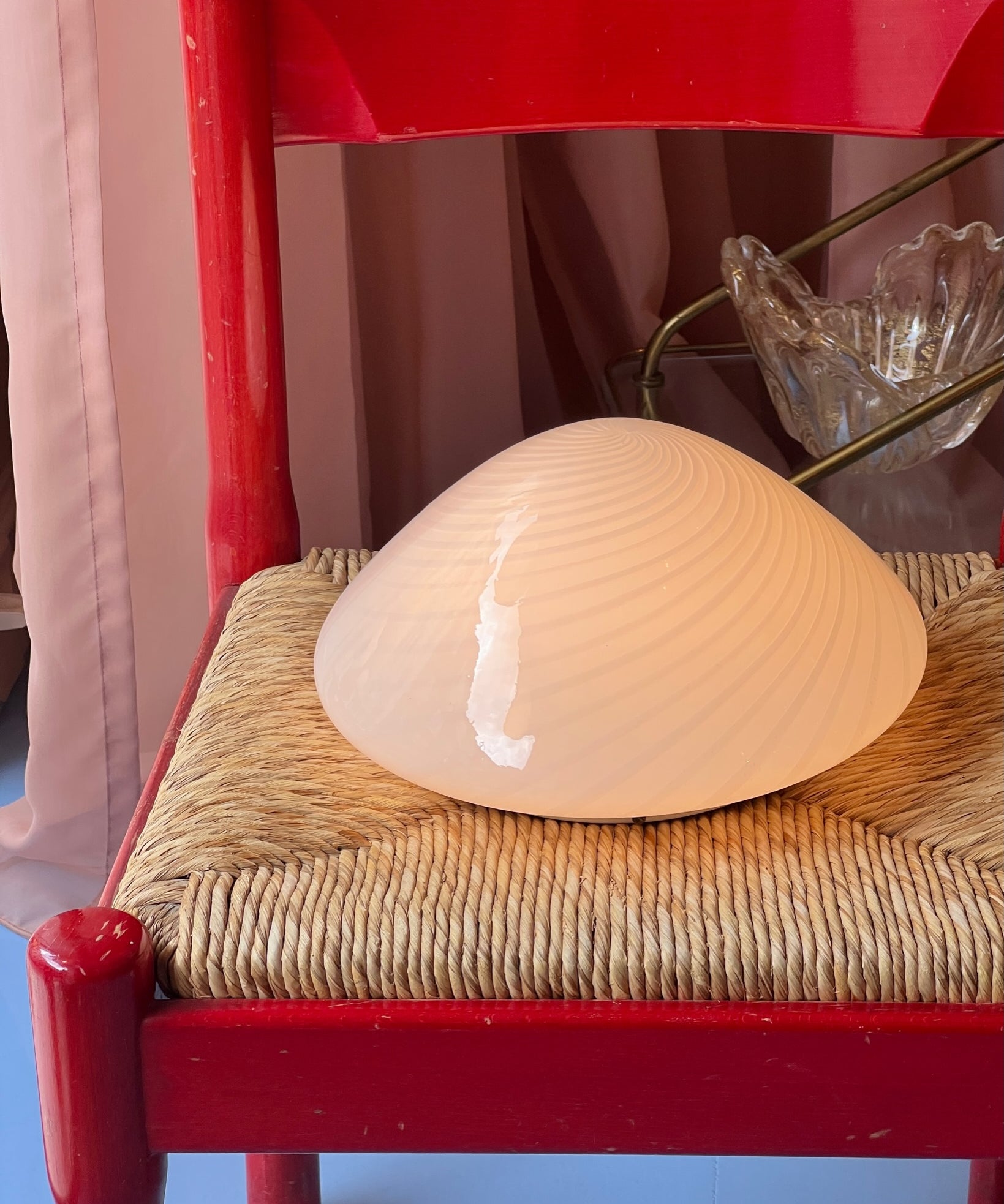 Vintage Murano white swirl ceiling/wall lamp (D28)