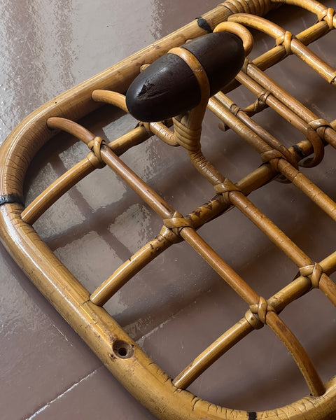 Vintage rattan coat rack