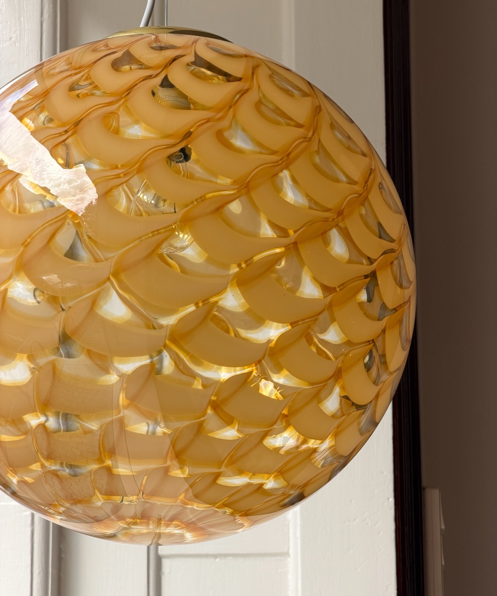 Vintage golden clear Murano ceiling lamp (D40)