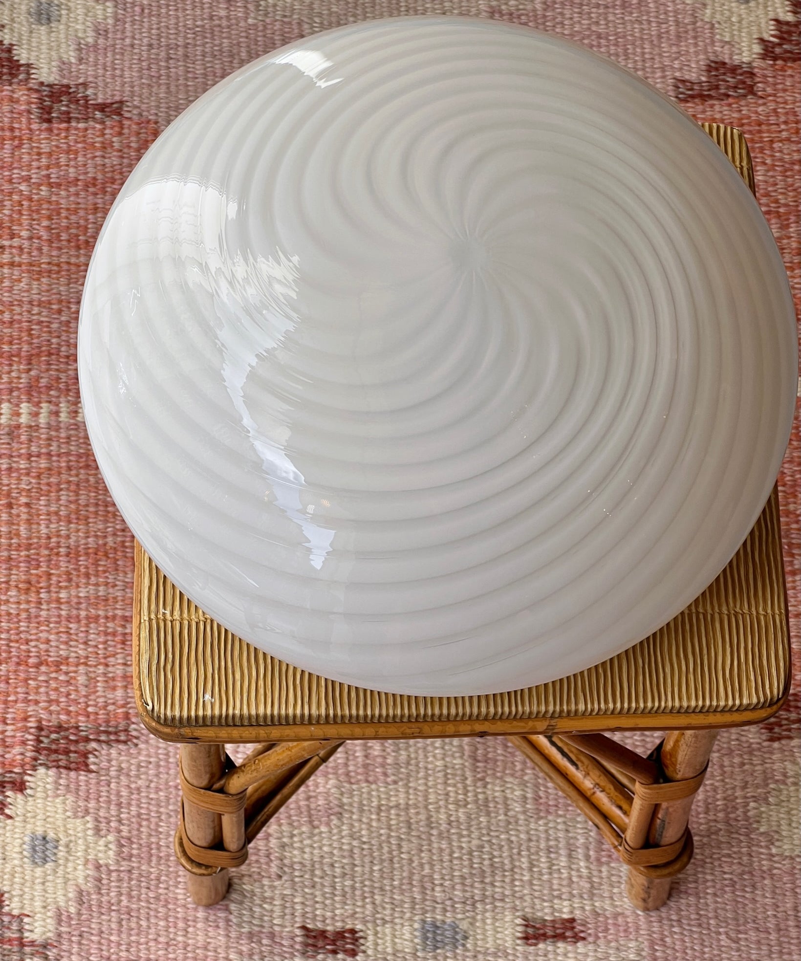 Vintage Murano white swirl ceiling/wall lamp (D30)